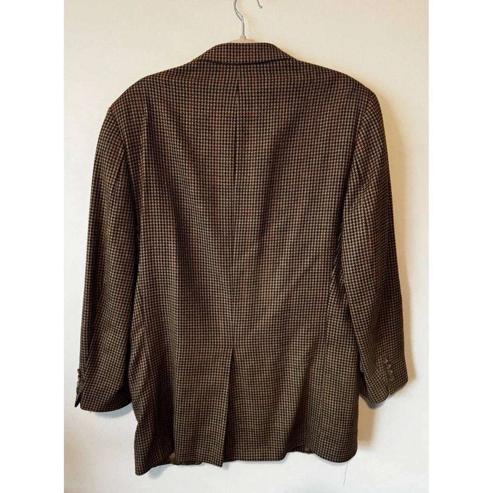 Alan Flusser 42L Brown  Plaid Wool Cashmere  Mens Blazer‎ Sport Coat Jacket Saks